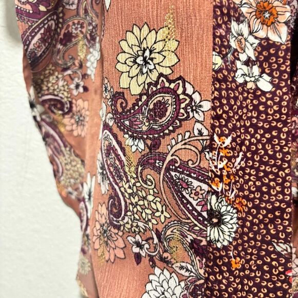 Ivy Jane Kimono Womens Multicolor S/M Floral Open Front Velvet Cardigan - Picture 7 of 9